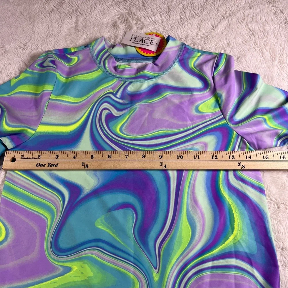 The Childrens Place Girls Rash Guard Swimsuit Set Tie‎ Dye Large 10 12 NWT